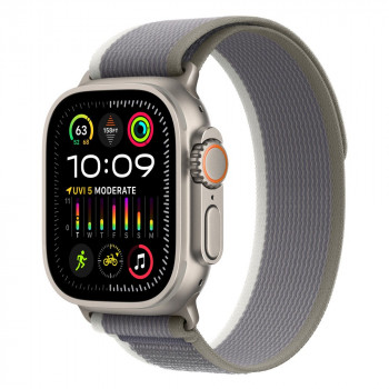 Apple Watch Ultra 2 49mm Titanium Trail Loop, Green/Gray S/M