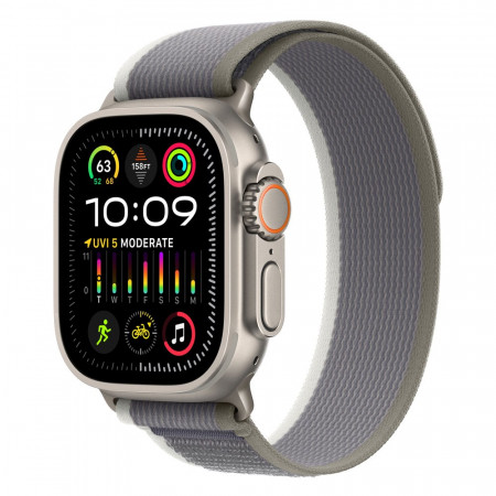 Apple Watch Ultra 2 49mm Titanium Trail Loop, Green/Gray S/M Apple Watch Ultra 2 49mm Titanium Trail Loop, Green/Gray S/M